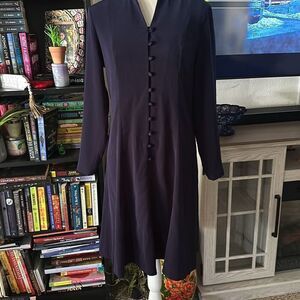 Rena Rowan for Saville Size 8 Blue Button front A line dress